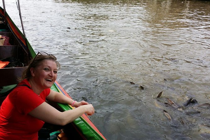 2-hour SUNSET Canal Tour + FOODS Tasting with Tour Guide - Wat Chaloem Phra Kiat and the swan boat chapel