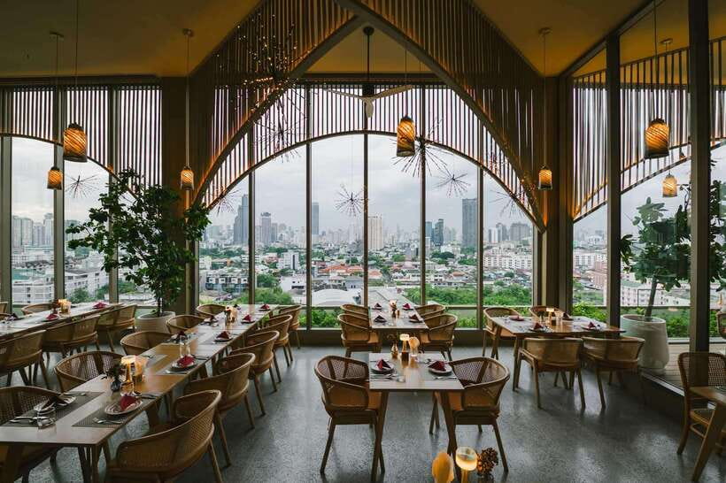 Bangkok: SOL and LUNA BKK Rooftop F&B Packages - The atmosphere: soft light, modern seating, city views
