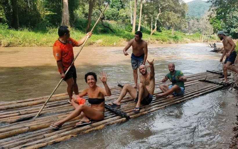 Chiang Mai: Jungle Trek, Elephants care & Bamboo Rafting - Walking through forest and rice country