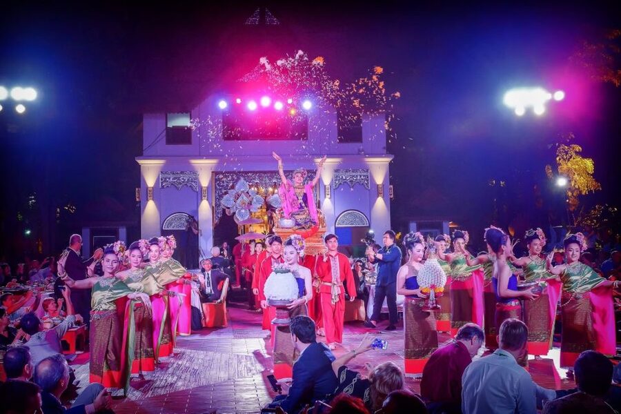 Chiang Mai: Khan Toke Traditional Meal & Dancing Performance - Low bamboo tables and floor mats