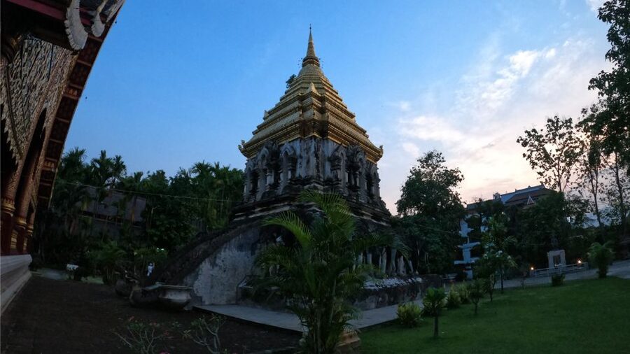 Chiang Mai: Nighttime City Highlights by EV Tram - Wat Chiang Man from the tram