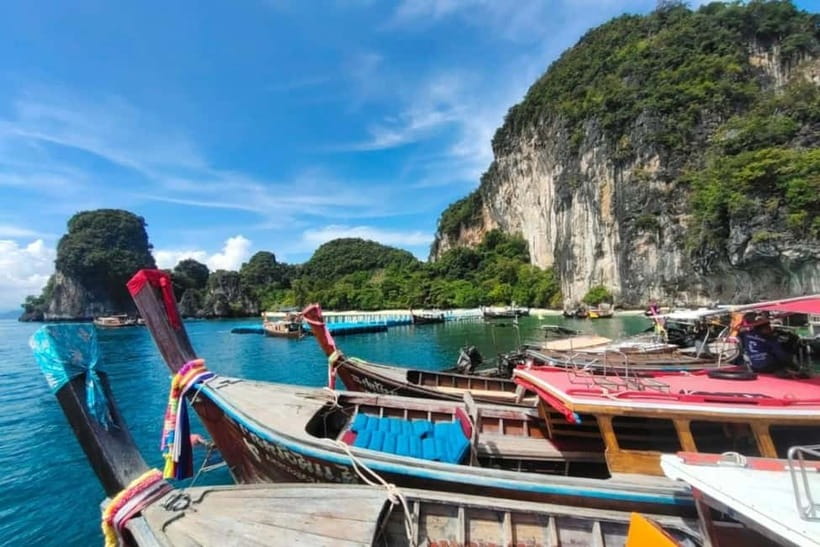 From Ao Nang Hong Island Longtail Cruise with Sunset Dinner - Entering Hong Lagoon by longtail boat