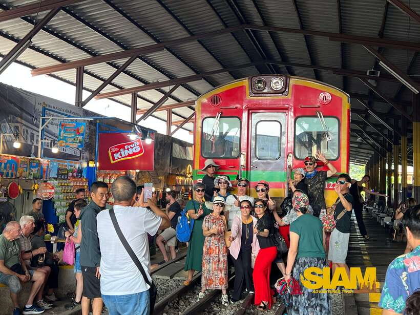 From Bangkok:Damnoen Floating Market and Railway Market Tour - Maeklong Railway Market and the train sighting
