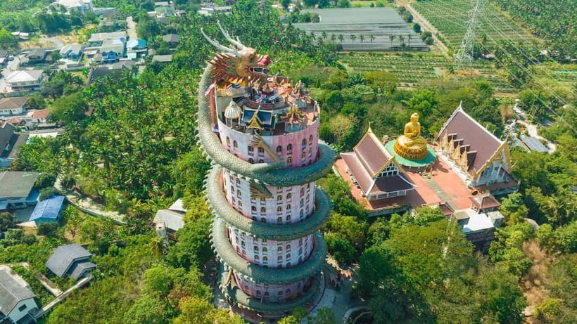 From Bangkok: Don Wai Market, Wat Samphran & Lotus Café Tour - Key points at a glance
