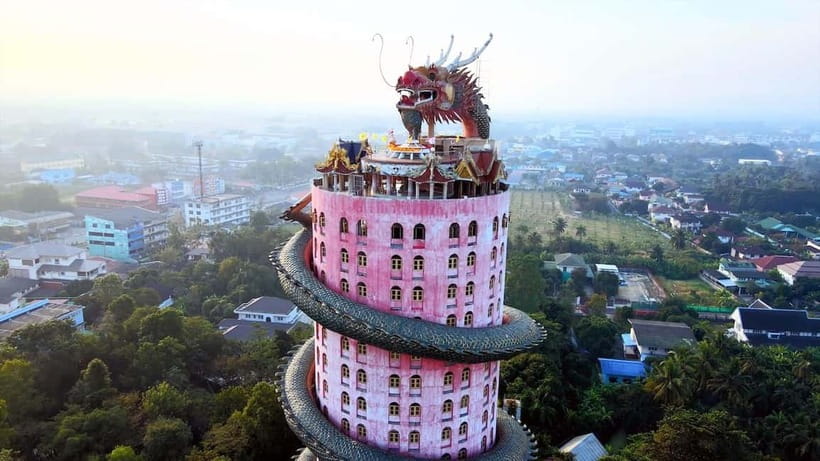 From Bangkok: Don Wai Market, Wat Samphran & Lotus Café Tour - Wat Don Wai and a short riverside temple visit
