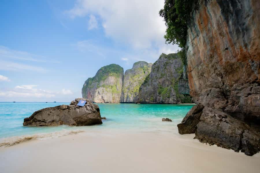 From Phi Phi Island: Maya Bay Sunset & Plankton by Speedboat - Maya Bay near golden hour