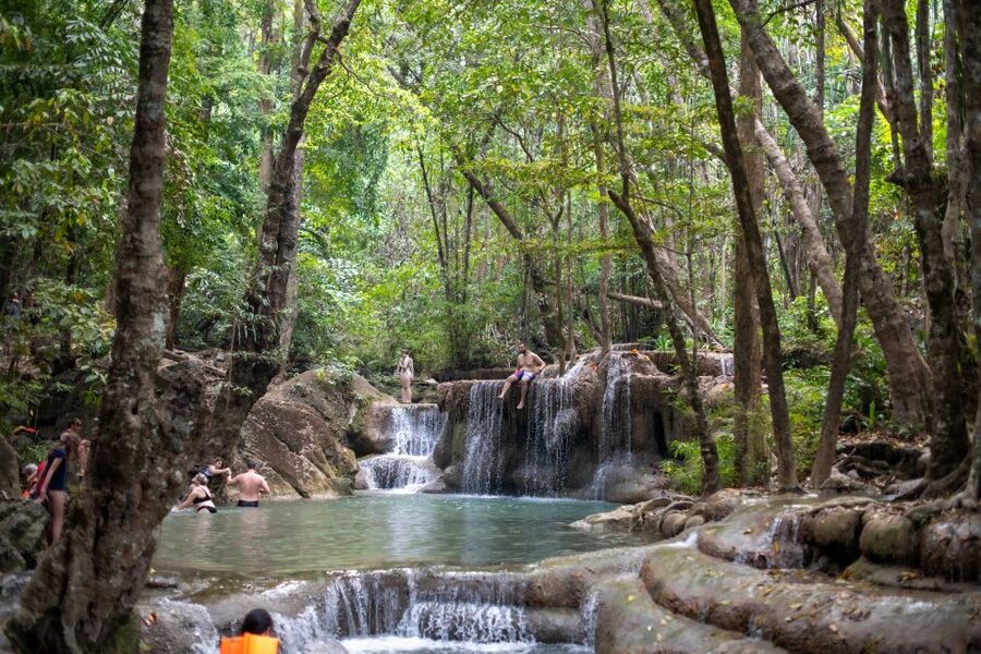 Kanchanaburi: Erawan Waterfall & Train Full-Day Tour - Lunch at a local restaurant