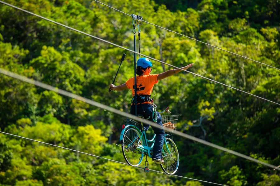 Ko Pha Ngan: Sky-High Zipline & Wang Sai Waterfall Views - Pedaling on the Sky Bike