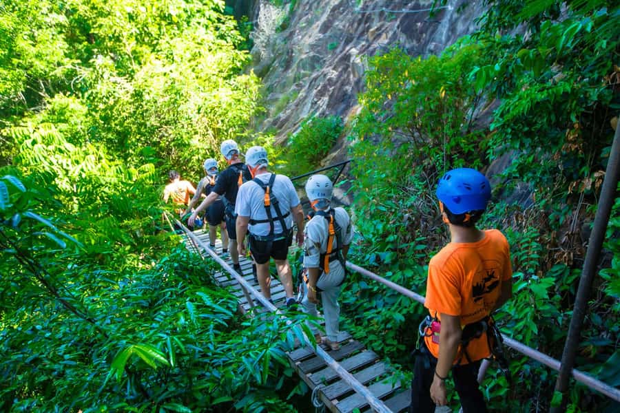 Ko Pha Ngan: Sky-High Zipline & Wang Sai Waterfall Views - Taking a break at the Sky Table