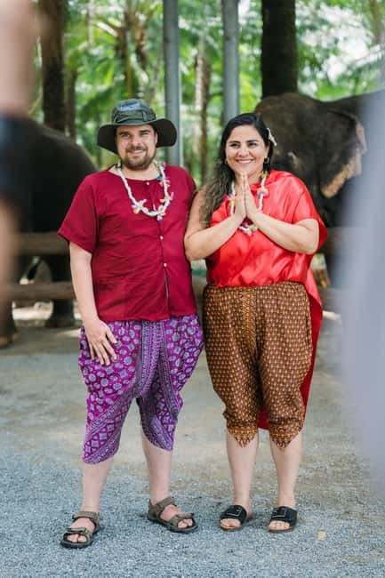 Krabi: Elephant Feeding Program with Traditional Thai Dress - Putting on Thai dress before meeting the elephants