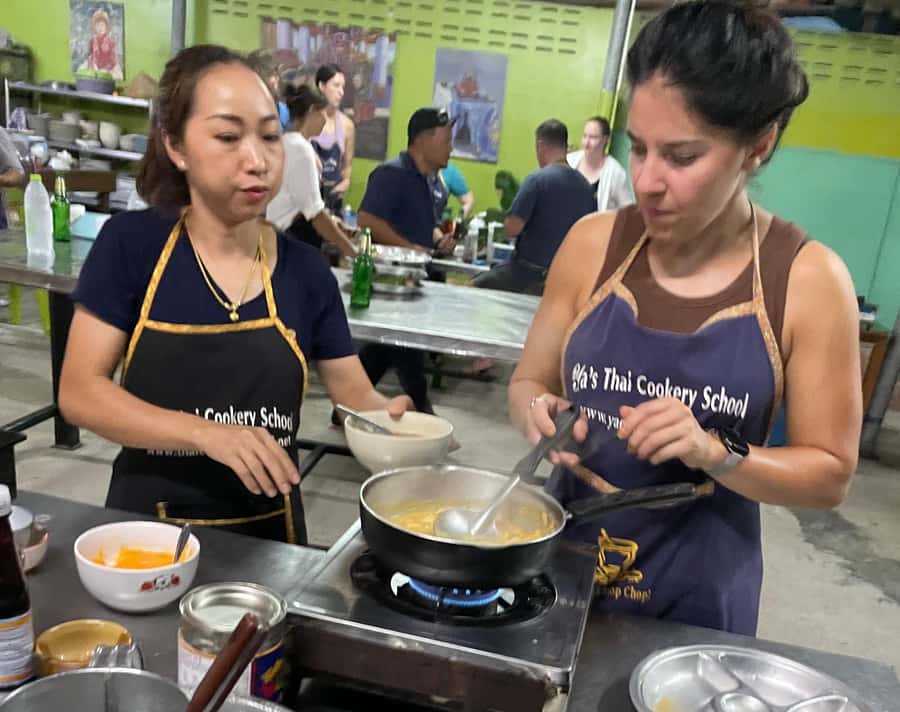 Krabi: Evening Thai Cooking Class at Ya's Cookery - Eating everything you cooked