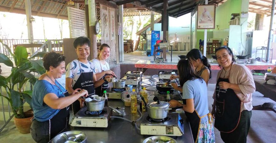 Krabi: Morning/Afternoon Thai Cooking Class at Ya's Cookery - Sitting Down to Eat the Meal You Made