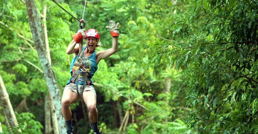 Krabi: Zipline, ATV & Top Rope Climbing Experience - High above Krabi’s rainforest canopy