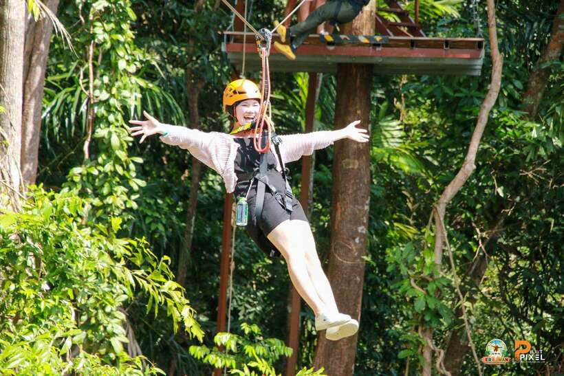 Phuket: Erawan Zipline Adventure with Ocean Views in Patong - Check-in, equipment, and the first platform